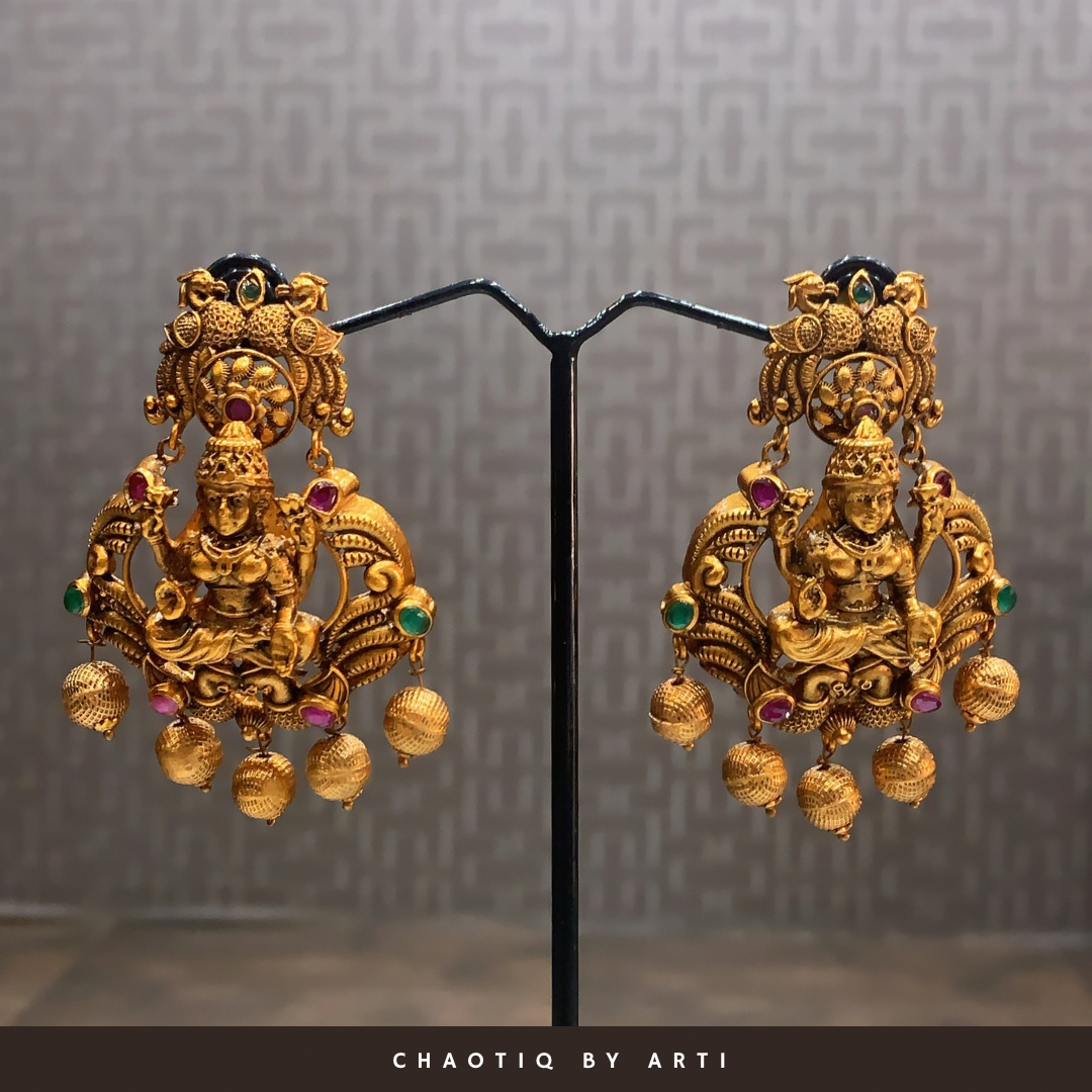 Meera Gold Plated Temple Earrings