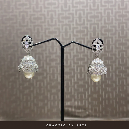 Rosha Diamond and Pearl Earrings