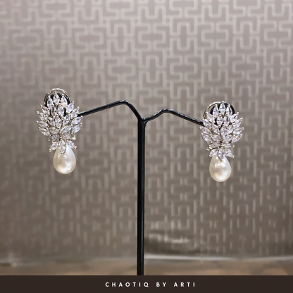 Meher Diamond and Pearl Drop Studs