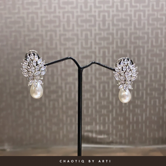 Meher Diamond and Pearl Drop Studs