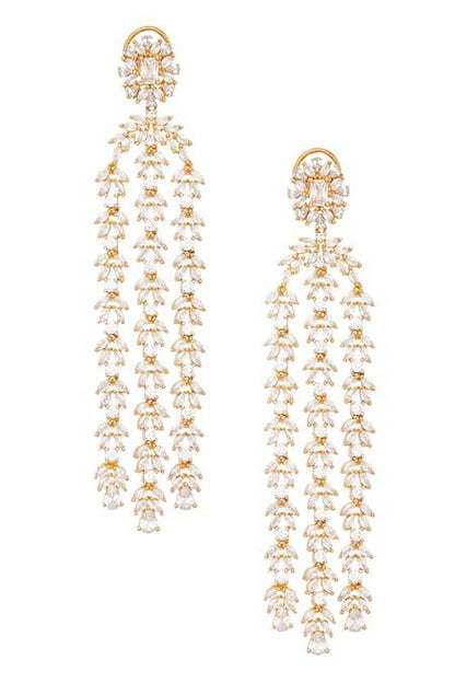 Gold plated petal shaped tassel earrings