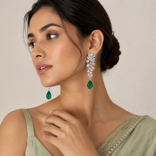 Rae Emerald and Diamond Earrings