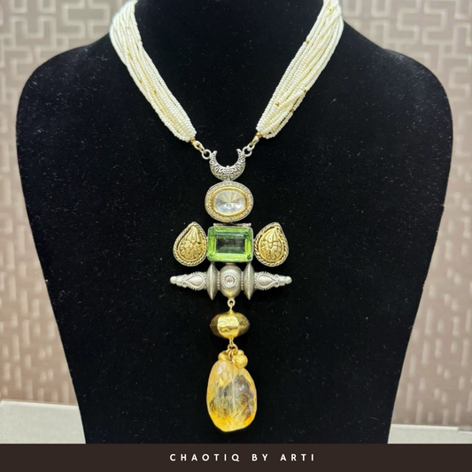 Anah citrine oxidised necklace