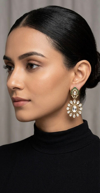 Falguni antique polished  Polki and coloured earrings
