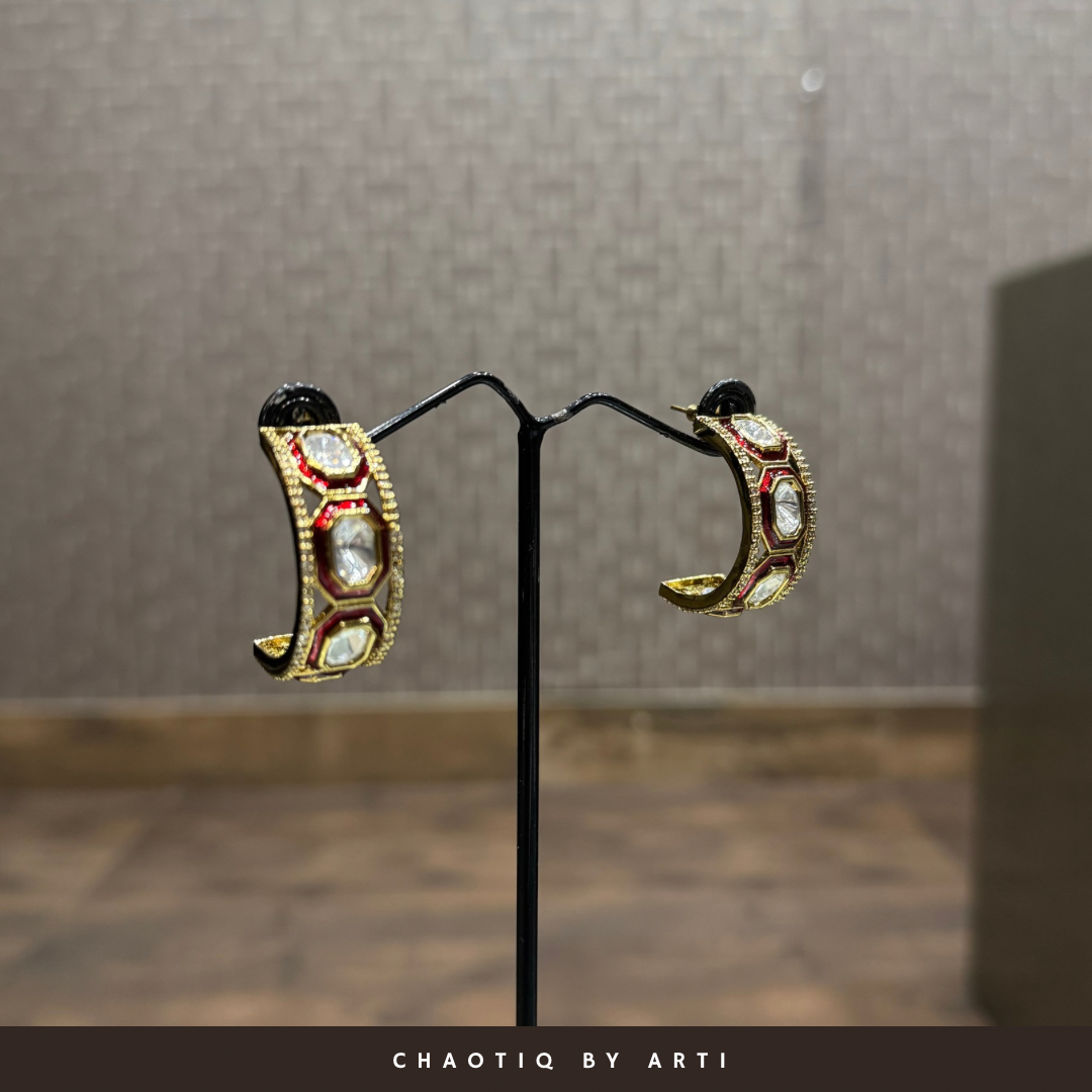 Rasha Polki Hoop Earrings