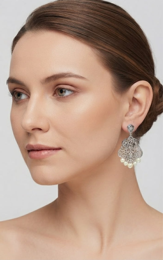 Naira Long Oversized Diamond Earrings