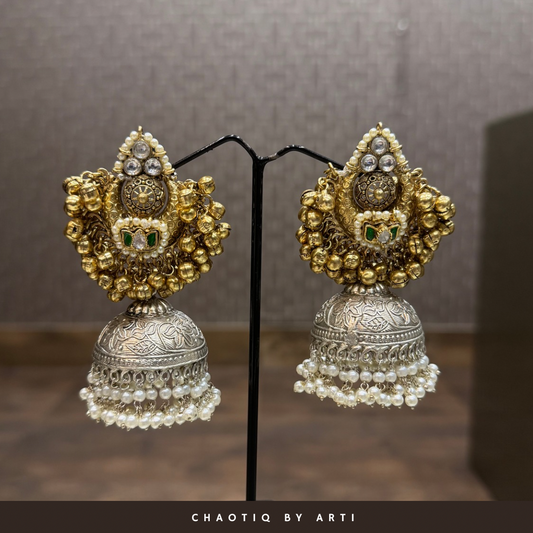 Mahira Gold-Plated Oxidised Earrings