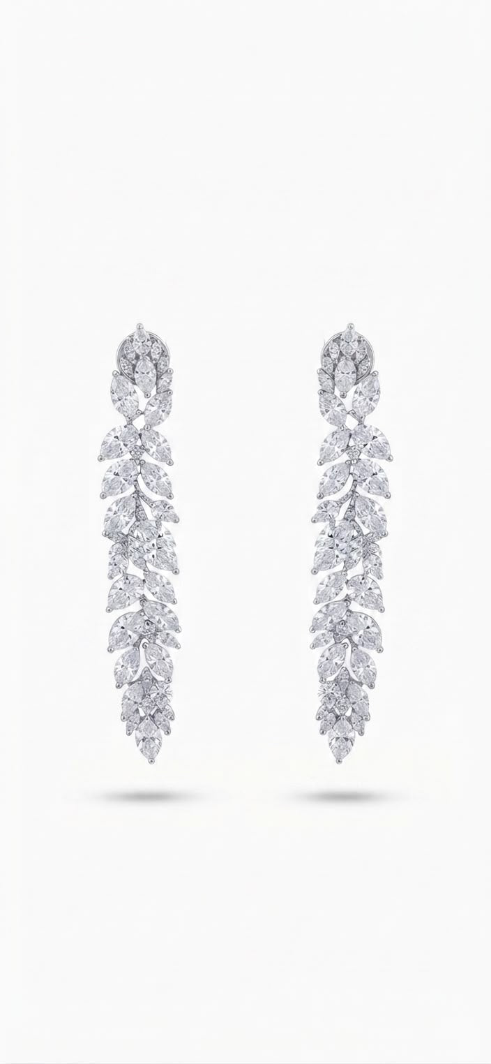 Vira Leaf shaped Diamond Danglers
