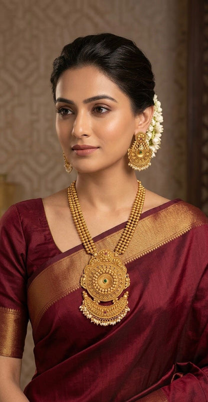 Adah gold plated long necklace set