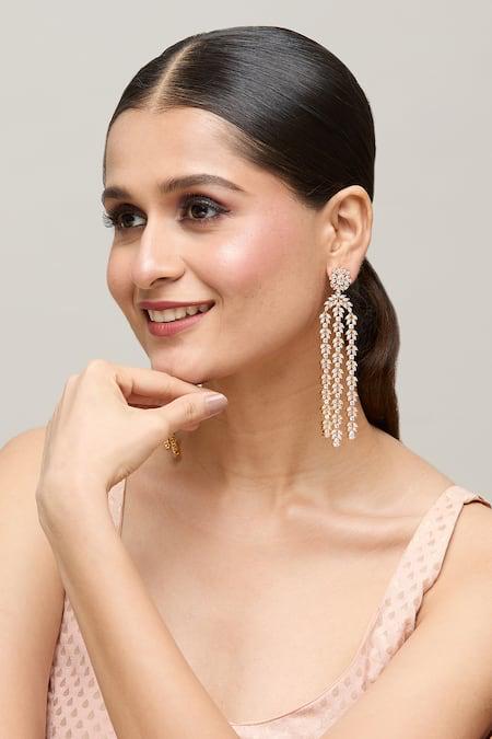 Gold plated petal shaped tassel earrings