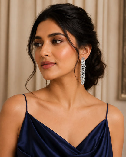Vira Leaf shaped Diamond Danglers