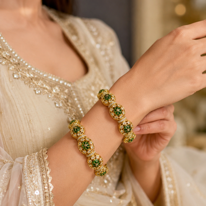 Devna Emerald and Polki Bangles