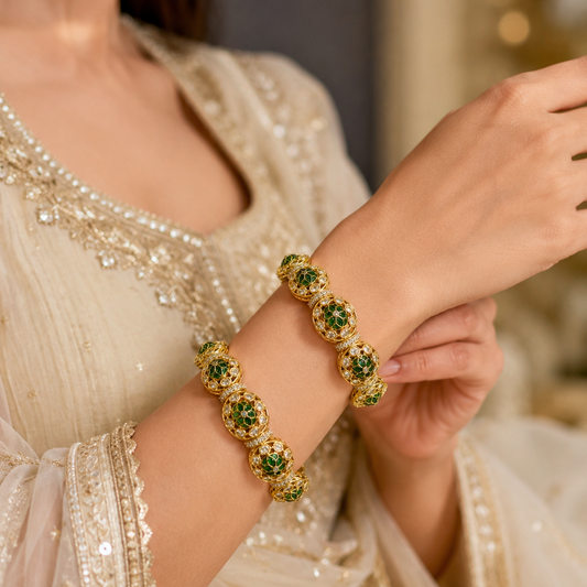 Devna Emerald and Polki Bangles