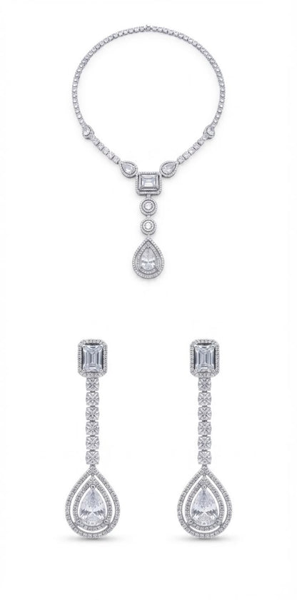 Pendant styled diamond necklace set
