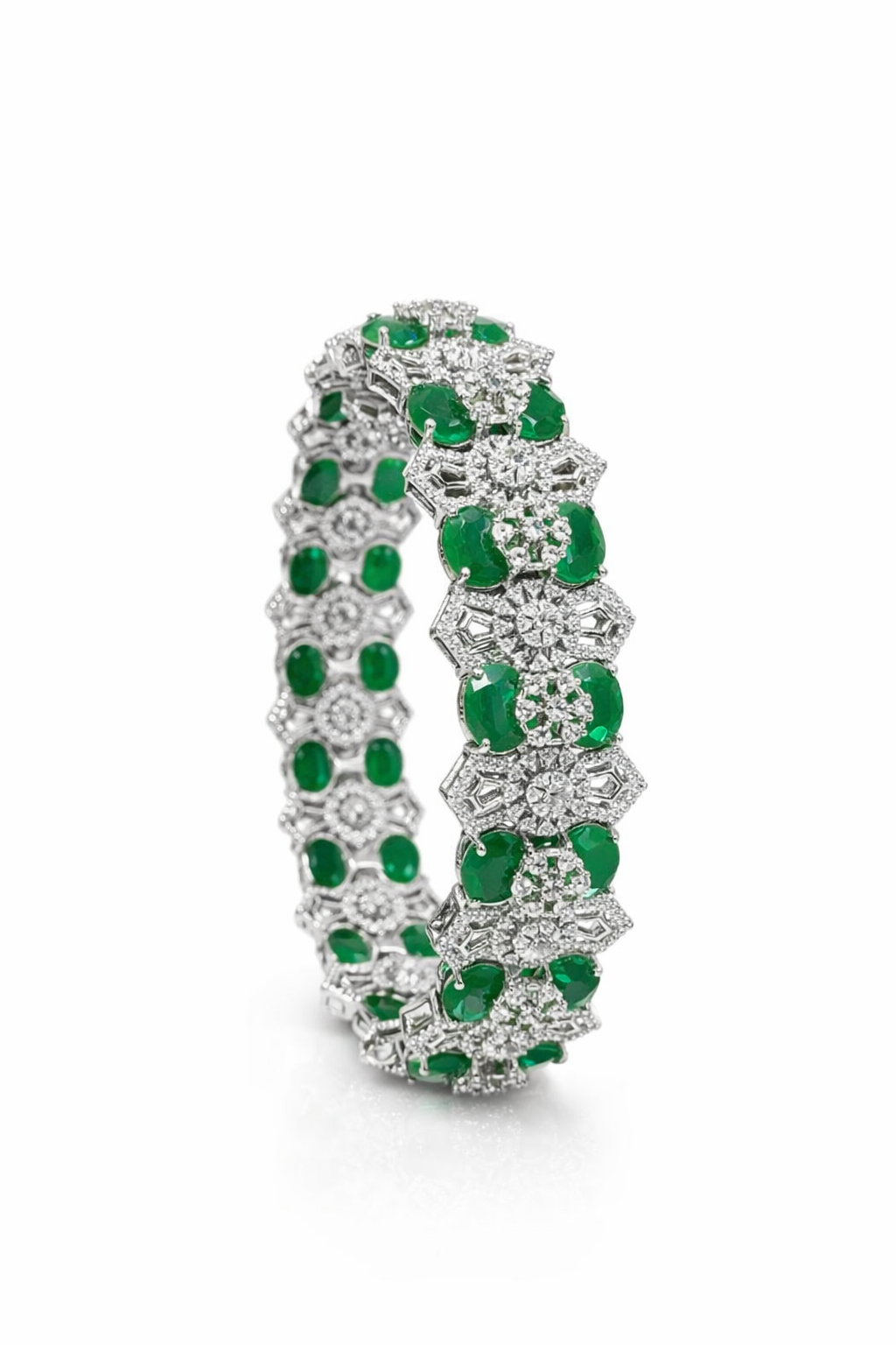 Asma Diamond and Emerald Bangle