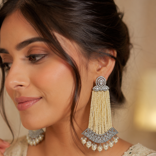 Noor diamond earrings with pearls