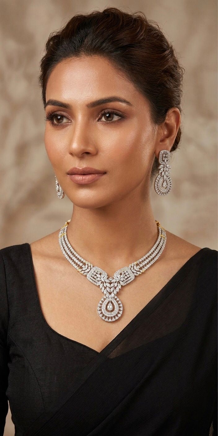 Aara Diamond studded gold plated necklace set
