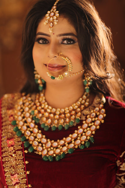 Anah Handcrafted Pearl studded Nath with polki