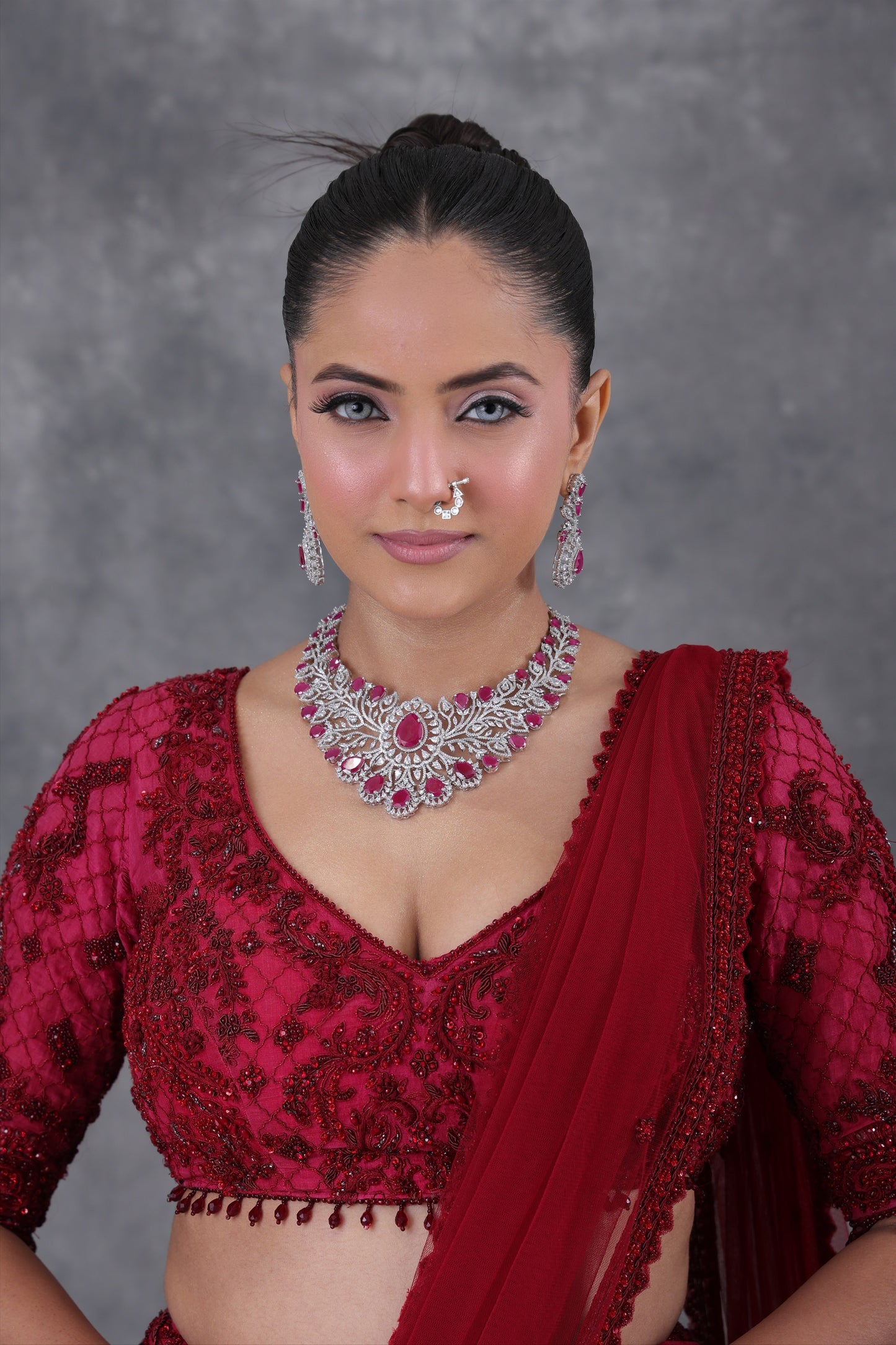 Tamana Ruby and Diamond Necklace set