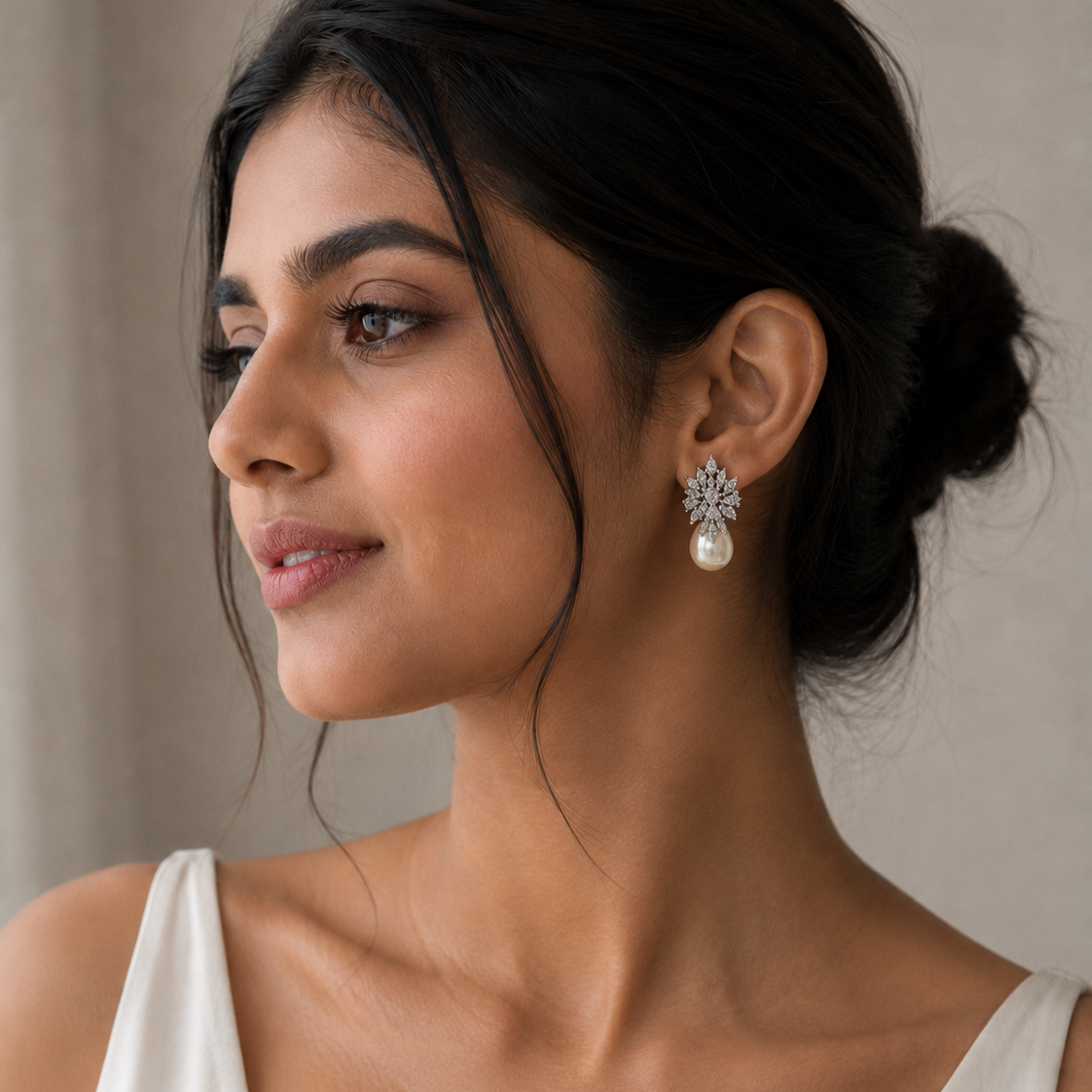 Avira Diamond and Pearl Drop Earrings