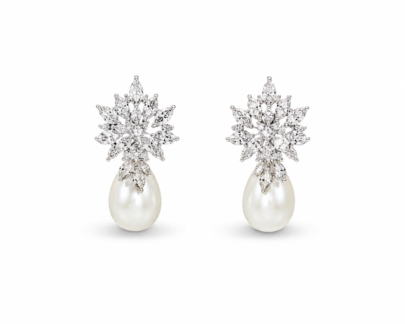 Avira Diamond and Pearl Drop Earrings