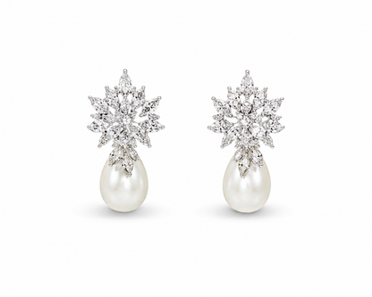 Avira Diamond and Pearl Drop Earrings