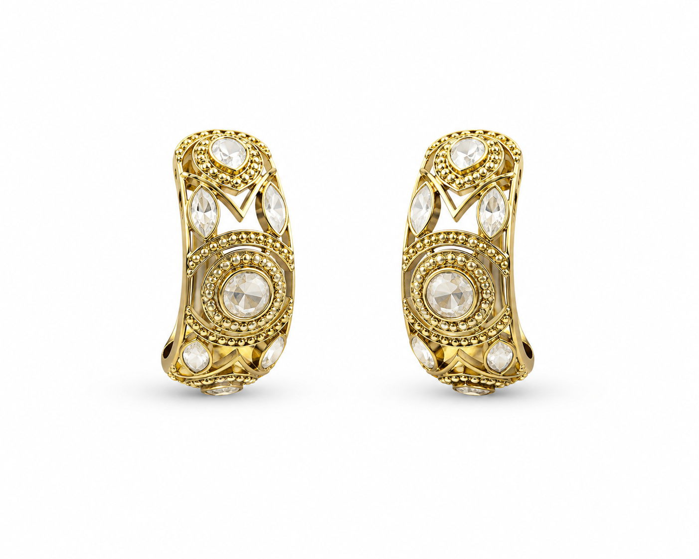 Hania Hoop Shaped Polki Earrings