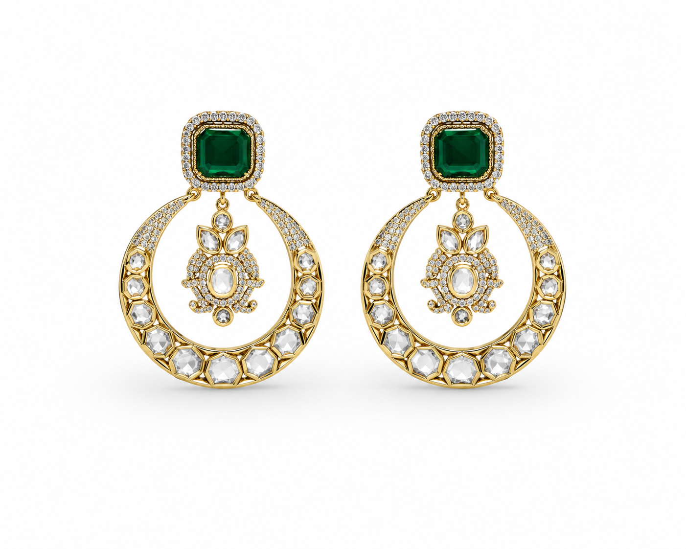 Nihira Antique Polished Polki Earrings