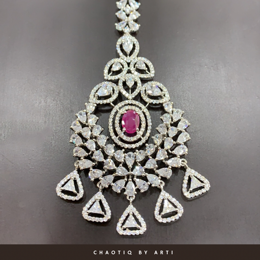 Adah Diamond and Ruby studded maangtikka