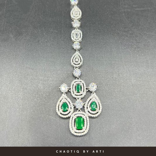Kimaya Diamond and Emerald studded maangtikka