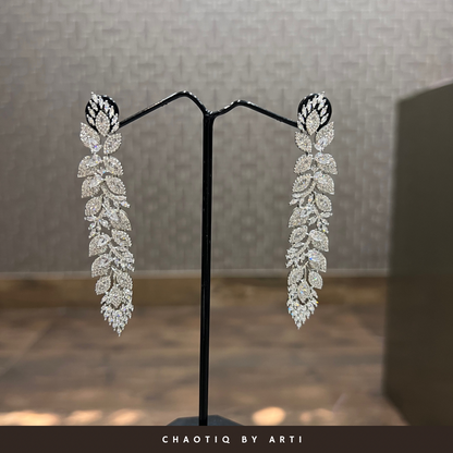 Vira Leaf shaped Diamond Danglers