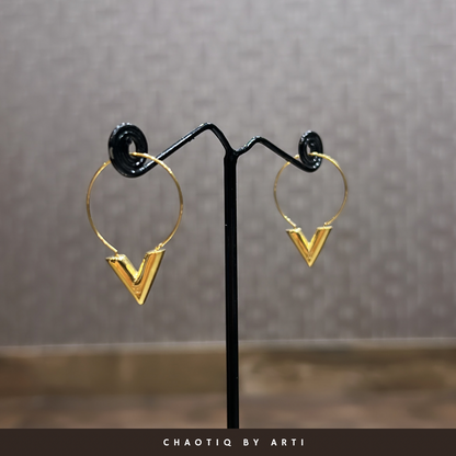 V shaped gold plated earrings