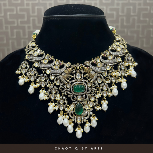 Antique polished Polki necklace set