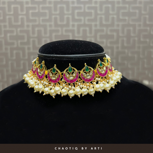 Traditional indian multicoloured choker set