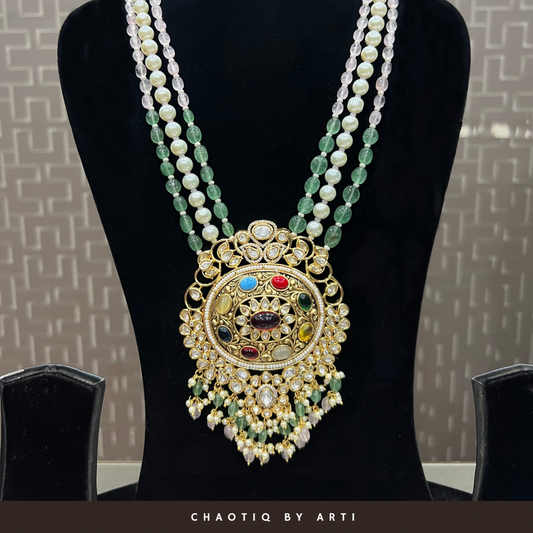 Navratna long necklace set