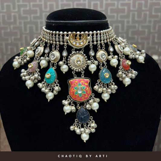 Falguni silver plated layered necklace