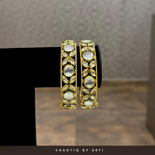 Gold plated handcrafted polki bangles