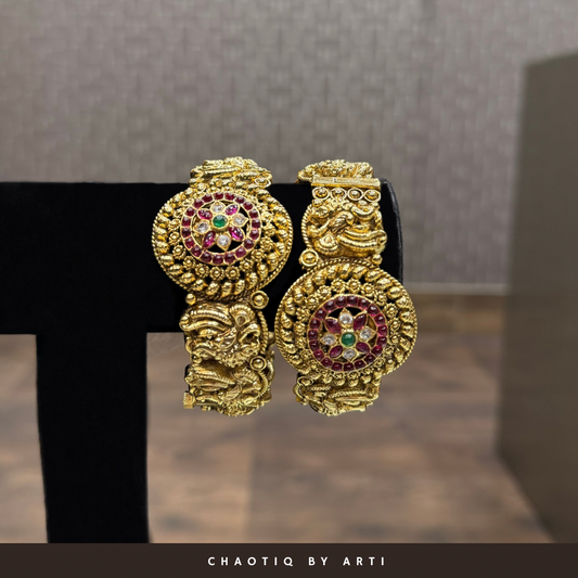 Tara gold plated temple bangles