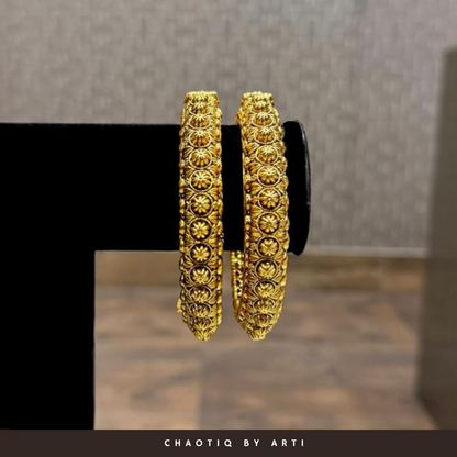 Tara gold plated temple bangles