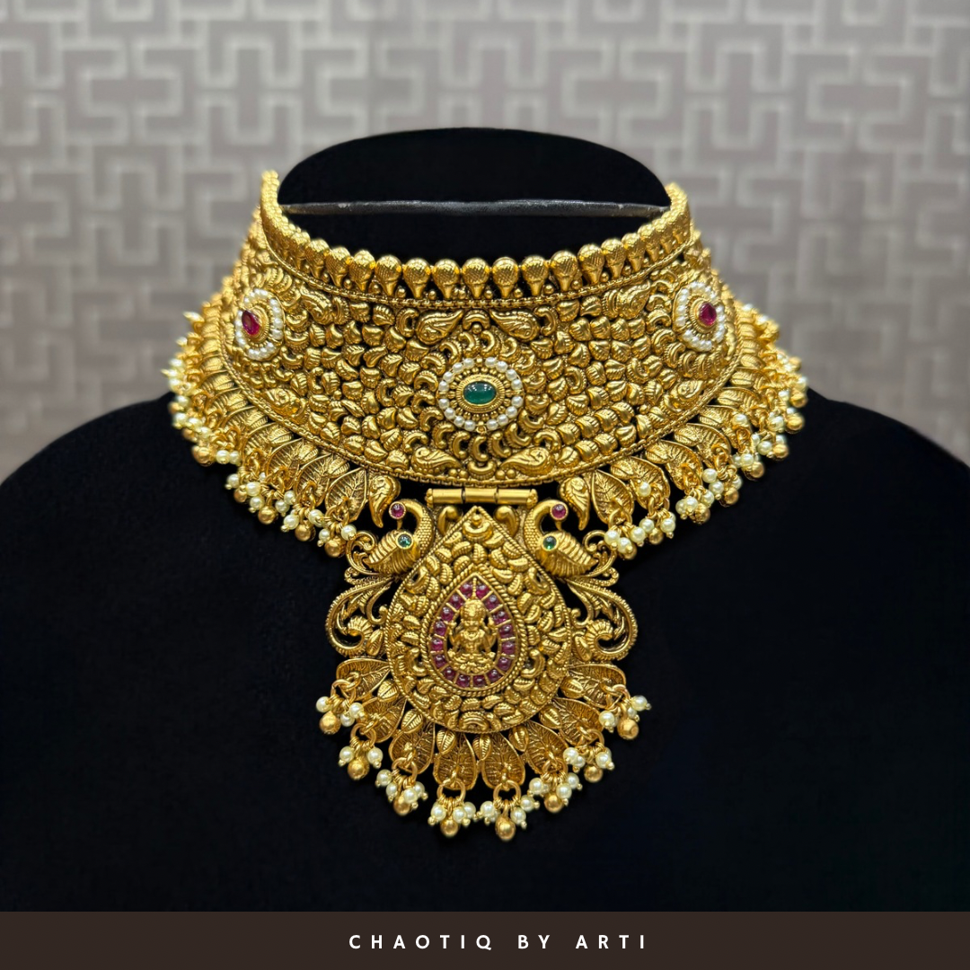 Padmavat gold plated temple choker set
