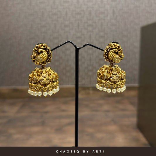 Adah gold plated jhumka earrings