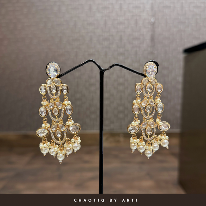 Nadeem Layered Polki and Pearl Earrings