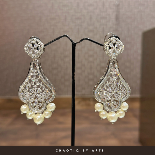 Rosha Diamond and Pearl Earrings