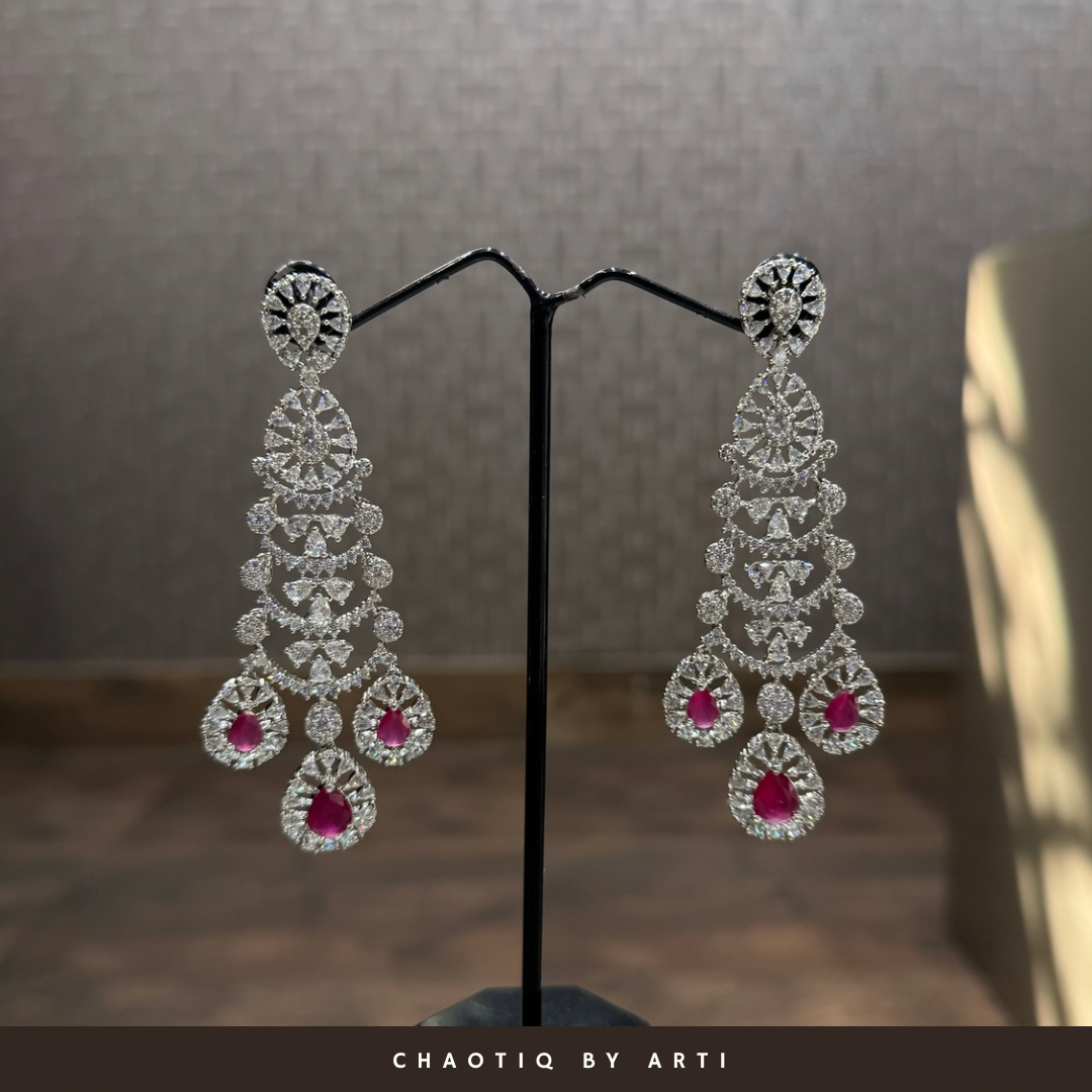 Maharani ruby and diamond studded necklace set