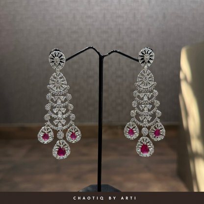 Maharani ruby and diamond studded necklace set