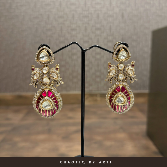 Farida Meenakari & Polki Statement Earrings