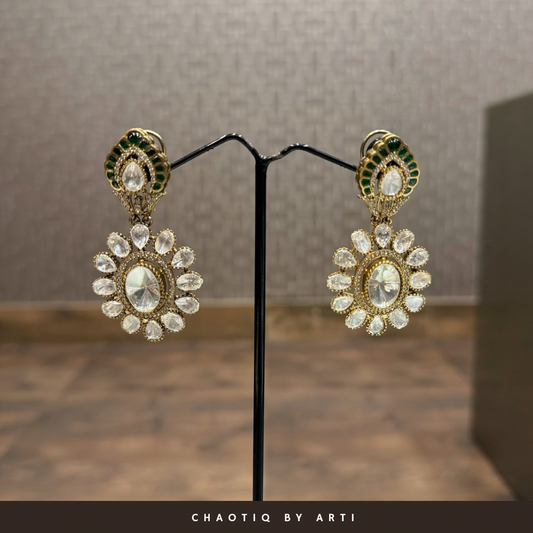 Falguni antique polished  Polki and coloured earrings