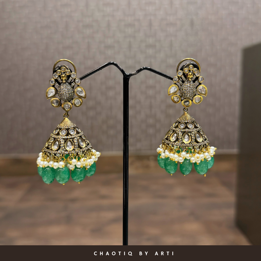 Retro drops antique pearl jhumkas