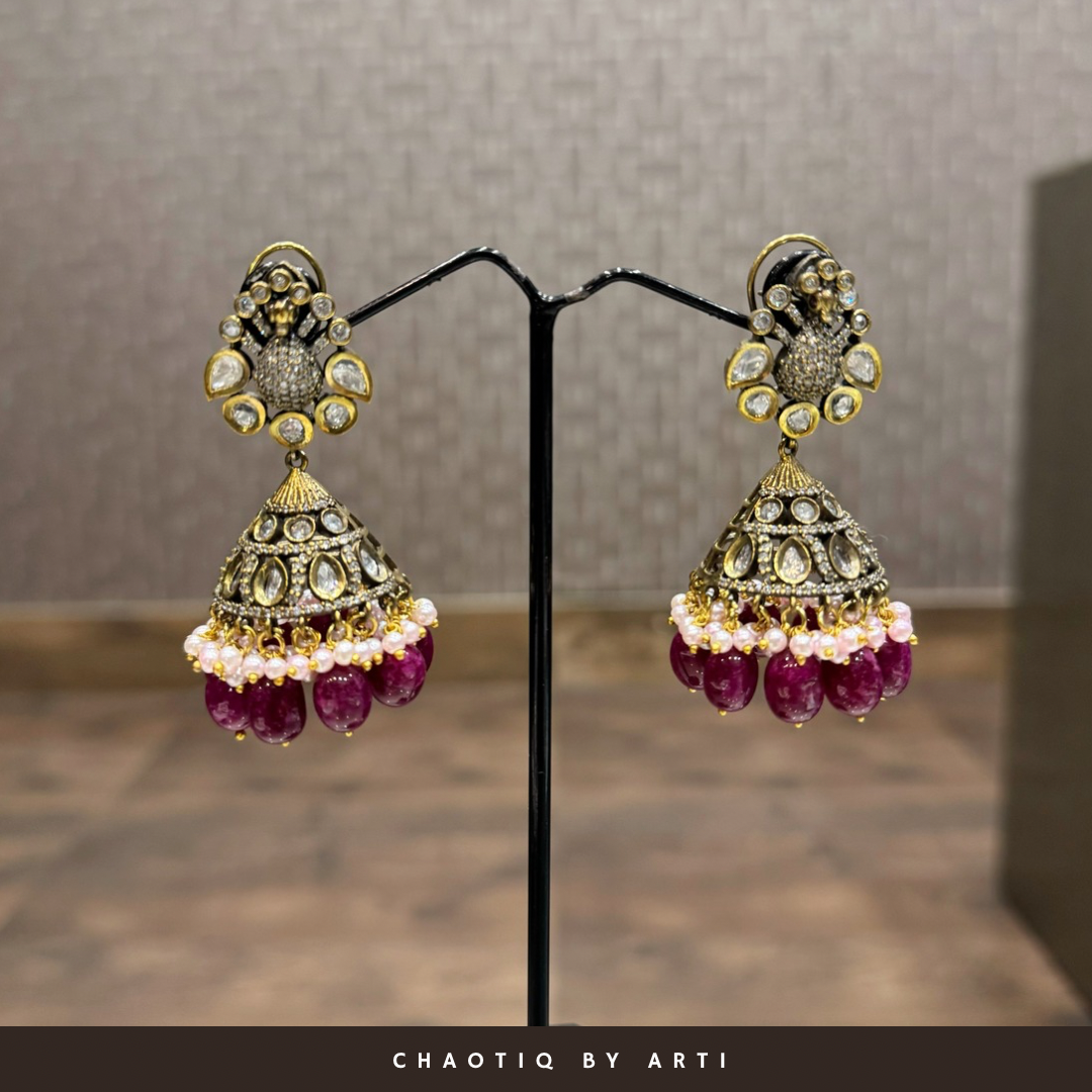 Retro drops antique pearl jhumkas