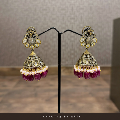 Retro drops antique pearl jhumkas